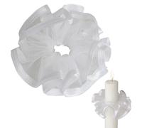 MOMENTU® Recogegotas con borde de satén para velas, diámetro de 3 - 5 cm [tul blanco], manguito antigoteo para velas de comunión, velas de bautizo, velas de boda, manguito de tul, decoración y