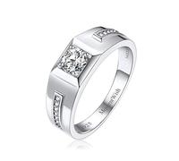 MomentWish Anello per Uomini Verlobung, 0.5Carat Moissanit DiamantVersprechen Ring, VVS1 D Farbe 925 Sterling Silber, Verlobung Hochzeit EheringRing für Män Größe-69