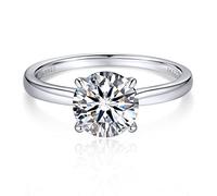 MomentWish Anillo de Compromiso, 2 Quilates Plata de Ley 925 Moissanite VVS1 Color D para Mujer - Regalo para El Día de La Madre, Novia - Tamaño 55 (17.3)