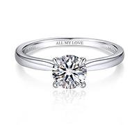 MomentWish Anillo de Compromiso, 2 Quilates Plata de Ley 925 Moissanite VVS1 Color D para Mujer - Regalo para El Día de La Madre, Novia - Tamaño 57 (18.1)