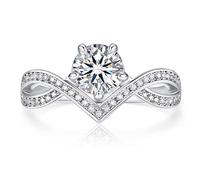 MomentWish Anillo De Compromiso, Anillo De Dama De Diamante Moissanit, VVS1 D Color S925 Plata Esterlina, Anillo De Bodas Regalo De Bodas Tamaño55(17.3)
