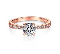 MomentWish Anillo de Compromiso, Moissanita Diamante Anillo Mujer Promesa con Certificato Gra Oro Rosa Plata de Ley 925 Regalo para El Dia De La Madre Aniversario de Bodas Tamaño55(17.3)