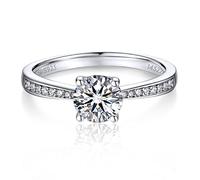 MomentWish Anillo de Compromiso, Moissanita Diamante Anillo Mujer Promesa con Certificato Gra Plata de Ley 925 Regalo para El Dia De La Madre Aniversario de Bodas Tamaño49(15.7)