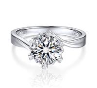 MomentWish Anillo de Compromiso Mujer, Regalo para Madres, 2 Quilates Moissanita Diamante Anillo Copo De Nieve Promesa Plata de Ley 925 con Certificato Gra Regalo Aniversario Tamaño57(18.1)