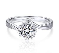 MomentWish Anillo de Compromiso Mujer, Regalo para Madres, 2 Quilates Moissanita Diamante Anillo Copo De Nieve Promesa Plata de Ley 925 con Certificato Gra Regalo Aniversario Tamaño52(16.5)
