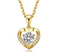 MomentWish Colgante Corazón Moissanita Mujer 0,5 Quilate Oro