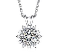 MomentWish Collar de copo de nieve para mujer, collar de diamantes de moissanita de 2 quilates para mujer, VVS1 D, color solitario, cadena de plata 925, con caja de regalo, certificado de gracia