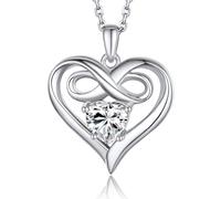 MomentWish Collar de corazón infinito, regalo de la Sra, collar de amor de la Sra. moissanite de 1 quilates collar de corazón de plata pura 925, regalo de joyería de cumpleaños