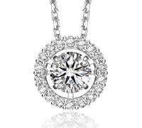MomentWish Collar de Moissanita para Mujer Plata, Dije Bailarina Halo de 0,5 Quilate Cadena de Plata Esterlina 925 para Mujeres