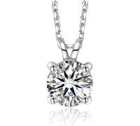 MomentWish Collar de Moissanite para Mujer Halo, 1 Quilate Collar de Diamantes Plata 925 con Colgante Joyería Regalo para Mujeres