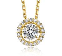 MomentWish Collar de Oro para Mujer, Moissanita Diamante Solitario 1 Quilate Cadena de Plata Esterlina 925 para Mujeres