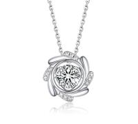 MomentWish Collar Molino de Viento Danzante de Plata 925 para Mujer, Colgante Flotante con Moissanita VVS1 D Color, Cadena Ajustable 40 cm + 5 cm, Regalos para Ella