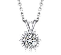 MomentWish Collar Mujer Copo de Nieve, 1 Quilate Hipoalergénico Plata 925 Colgante Mujer Solitario Básico Collar de Moissanita Regalos para Esposa Mamá Novia