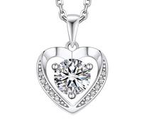 MomentWish Collar Mujer Corazón, 1 Quilate Moissanite Diamante Colgante Plata de Ley 925 Hipoalergénico Joyas de Regalo para Esposa Mamá Novia