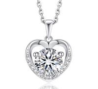 MomentWish Collar Mujer Corazón, 2 Quilates Moissanite Diamante Colgante Plata de Ley 925 Hipoalergénico Joyas de Regalo para Esposa Mamá Novia