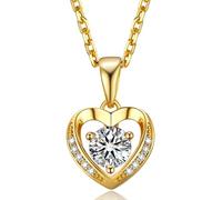 MomentWish Collar Mujer Oro, 0,5 Quilate Moissanite Diamante Corazón Colgante Plata de Ley 925 Hipoalergénico Joyas de Regalo para Esposa Mamá Novia