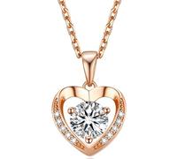 MomentWish Collar Mujer Oro Rosa, 0,5 Quilate Moissanite Diamante Corazón Colgante Plata de Ley 925 Hipoalergénico Joyas de Regalo para Esposa Mamá Novia
