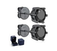 MomentWish Hombres Pendientes Negro, 0.6/4mm Quilate Moissanite Plata de Ley 925 Hipoalergénico Mujeres Pendientes Diamantes Simulados Brillante Joyería Regalo-6 Garras