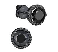 MomentWish Hombres Pendientes Negro, 2 Quilate/6.5mm Moissanite Plata de Ley 925 Hipoalergénico Mujeres Pendientes Diamantes Simulados Brillante Joyería Regalo-Halo