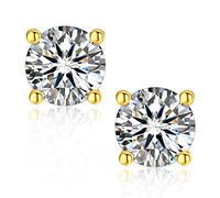 MomentWish Moissanita Pendientes Oro Mujer, 2 Quilates Plata de Ley 925 Pendiente Hombre Hipoalergénico D Color VVS1 Diamante Simulado Gra Certifika Regalo para Mujeres 6.5mm