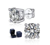 MomentWish Moissanita Pendientes Plata Mujer, 3 Quilates Plata de Ley 925 Pendiente Hombre Hipoalergénico Diamante Simulado Gra Certifika Regalo para Mujer 7.5mm