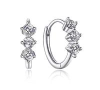 MomentWish Pendientes Aros Moissanita, 0,6 Quilate/10 mm Aro de Plata 925 para Mujer Pendiente Pequeños Regalo de Amor para Novia (3 Piedras)