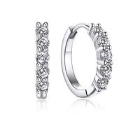 MomentWish Pendientes Aros Moissanita, 1 Quilate/14,2 mm Aro de Plata 925 para Mujer Pendiente Pequeños Regalo de Amor para Novia (5 Piedras)