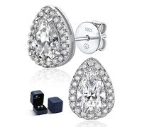 Momentwish Pendientes de LáGrimas Moissanite, 2,2 Quilates Pendiente de Moissanita Diamantes 925 Plata Esterlina Verdaderos Destellos Novia De Boda Brillantes