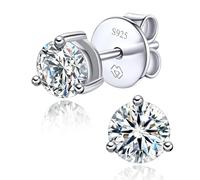 MomentWish Pendientes de Moissanita Plata 925, Pendientes Mujer 0,6 Quilates/4mm Baño de Oro Blanco 585 Pendientes de Diamante Hipoalergénicos Joyería Regalo para Mujeres