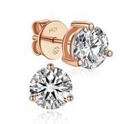 MomentWish Pendientes Moissanite Oro Rosa, 3 Quilates/7.5mm Pendientes Mujer Plata 925 Brillante Diamantes Hipoalergénicos Regalo de Navidad