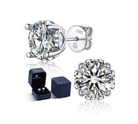 Momentwish Pendientes Moissanite Plata 925, 1 Quilate/5mm Pendientes Plata Esterlina Mujeres Lados En Forma De Corazón Simulados Diamantes Mujeres Hombres