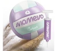Momevo Beachvolleyball - Balón de Vóley Playa Tamaño 5, Certificado DVV, Super Suave y Resistente - Ideal para Outdoor, Playa, Arena y Deportes de Verano (Pastel, con Bomba para balones)