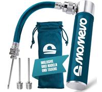 Momevo PocketAir - Mini Bomba de Bolas con Manguera Flexible para Todas Las Pelotas, pequeña, sin plástico, de Aluminio, para fútbol, Baloncesto, Voleibol (Azul petróleo)