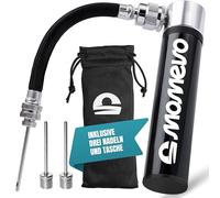 Momevo PocketAir - Mini Bomba de Bolas con Manguera Flexible para Todas Las Pelotas, pequeña, sin plástico, de Aluminio, para fútbol, Baloncesto, Voleibol (Negro Mate)