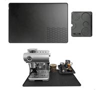 Momgyaamz Alfombrilla Cafetera, Alfombrilla Escurreplatos Cocina Antideslizante de Silicona 2en1 Set 60x40 cm + 25x20 cm, Tapete Escurridor Protector de Encimera para Casa Bar Cafetería, Negro