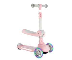 MoMi Debe Roller para niños de 1 año hasta 50 kg - Scooter 2 en 1 con Asiento Plegable - Patinete Infantil con 2 Altura Ajustable - Patinete Plegable para Interior y Exterior - 3 Ruedas LED