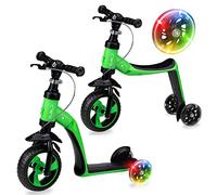 Momi ELIOS 2-in-1 Bicicleta sin Pedales y Patinete de 3 Ruedas de PU, para niños a Partir de 2 años y Menos de 25 kg, Las Ruedas LED se iluminan Mientras el niño Monta en Bicicleta
