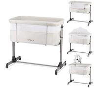 Momi REVO Cuna Multifuncional Ajustable en 6 Posiciones de Altura de 72 a 82 cm, con Ruedas, colchón Incluido, Correas de fijación, mosquitera y Barra de Juguetes