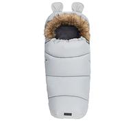 MoMi Saco infantil de 45 x 95 cm para cochecito de bebé, para cinturón de seguridad de 3 puntos y 5 puntos, ideal para cochecito, asiento de coche, capazo y trineo, capucha con ribete de piel extraíble, color gris