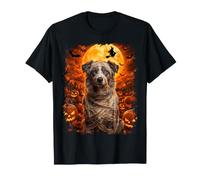 Momia de Perro Pastor Australiano en Parche de Calabaza en Halloween Camiseta