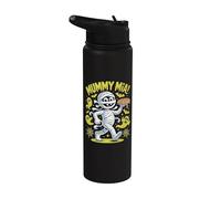 Momia Mia Divertido Halloween Pizza Humor Stainless Steel Insulated Water Bottle