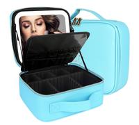 MOMIRA Bolsa de Maquillaje de Viaje Bolsa cosmética Bolsa organizadora de Maquillaje con Espejo Iluminado Brillo Ajustable en 3 escenarios de Color Maletín de Maquillaje Impermeable - Azul Diamante