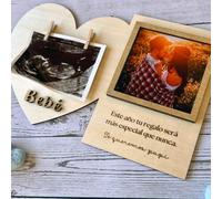 Momkoru | Anuncio de embarazo, marco fotos ecografia. Portafotos de Regalo para futuros papás. Regalo primer día del padre. Regalo para el futuro papá.