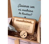 Momkoru | Caja quieres ser mi padrino de bautizo. Caja petición padrinos personalizada. Regalo para pedir ser padrino o madrina de bautizo. Cajita quieres ser mi madrina de bautizo. Petición padrinos.
