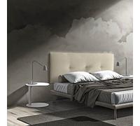 MOMMA HOME Cabecero de Tela Beige 150 x 60 cm - Modelo SUKLA - Cabecero tapizado en Tela con Hilera de Botones - Acabado en Algodón - Incluye herrajes para Colgar - Cabezal para Cama Dormitorio