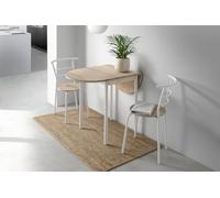 MOMMA HOME Conjunto Mesa Cocina Extensible y 2 Sillas - Comedor, Plegable, Conjunto Cocina, Roble/Blanco, Leva, 55/115 x 61 x 74 cm