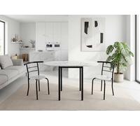 MOMMA HOME Conjunto Mesa de Cocina Extensible con 2 Sillas - Mesa de Comedor Plegable y Abatible, Mesa Extensible para Cocina y Salón, Modelo Leva (MARMOL)