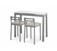 MOMMA HOME Juego Comedor Mesa Extensible de Cocina Novi con 2 Taburetes MOLI - Conjunto Mesa y Taburetes para Cocina, Comedor y Espacios Pequeños, Diseño Moderno (Beige)