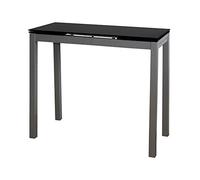 MOMMA HOME Mesa Cocina Cristal Extensible - Mesa Comedor Cristal Extensible, Mesa Plegable, Color Negro/Plata, Novi, Cristal Templado/Metal, Medidas 85/130x40x76 cm
