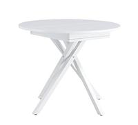 MOMMA HOME Mesa Comedor Extensible, Plegable, Redonda, Salon Extensible, Patas Metálicas con Regulación Altura, Color Blanco, Revocu, Medidas 90-120x90x75 cm